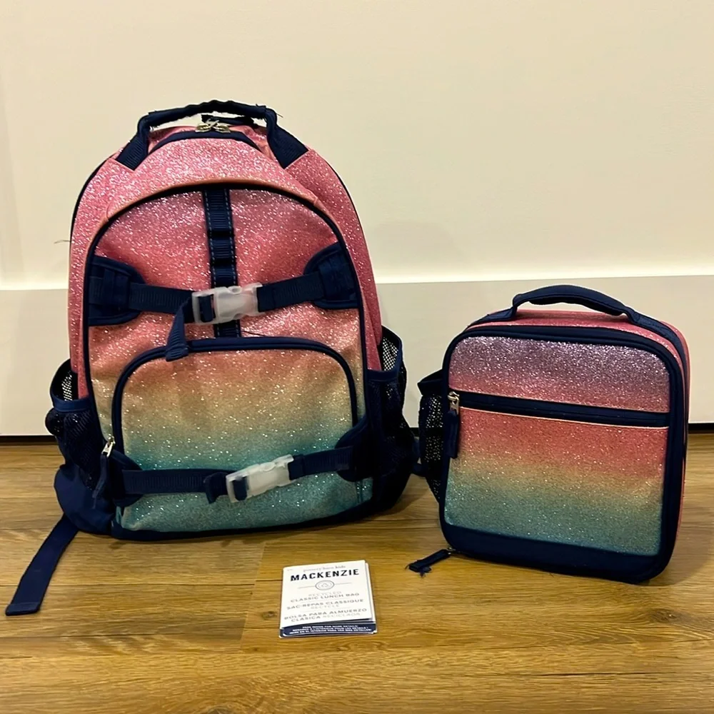 Pottery Barn Mackenzie Sparkle Backpack and Lunchbox